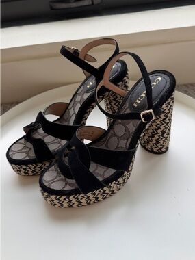 Coach Talina Platform Braided Heeled Sandals Size 7.5 Never Worn